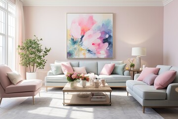 Chic Design Ideas: Bright Pastel Living Room Inspirations with Indoor Plants