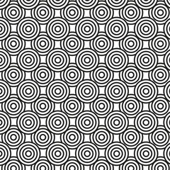 Vector modern seamless pattern overlapping circles. black and white background.