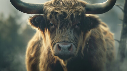 Cinematic Highland cow - obrazy, fototapety, plakaty