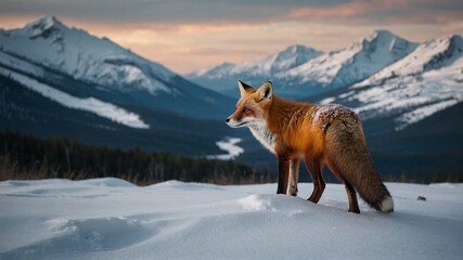 red fox in the mountains