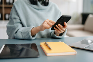 businesswoman hand using smart phone, tablet payments online shopping, omni channel, digital tablet