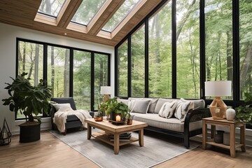 Sleek Sunroom Furniture: Contemporary Designs with Floor-to-Ceiling Windows