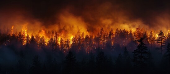 Fototapeta premium Nighttime forest blaze.