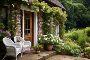 Bohemian Chic Countryside Homes: Enchanting Patio and Climbing Plants Welcome