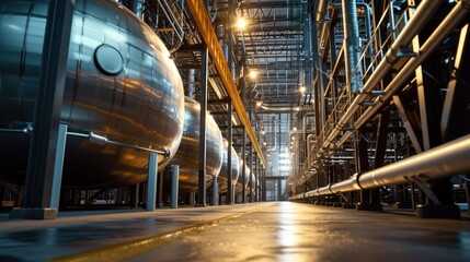 pipelines, Hydrogen interiors, Chemical plants. Inside the factory.