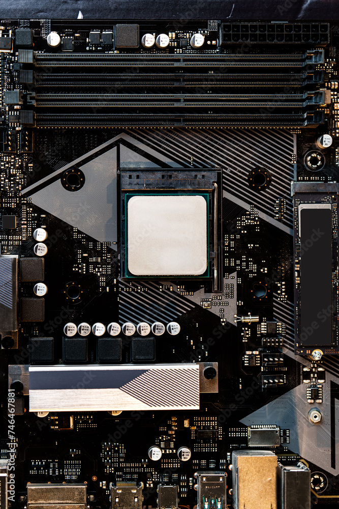 Poster computer parts of processing unit close up