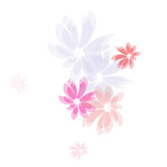 Falling cherry blooming flower parts vector..