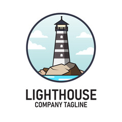 Lighthouse Base Logo Editable Vector