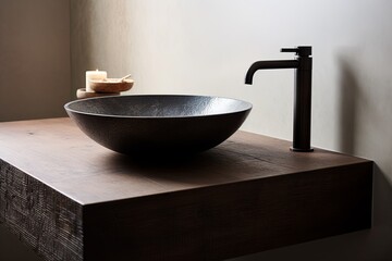 Solid Slab Counter Magic: Metal Bowl Sink Evolution in Industrial Minimalist Bathroom Inspos