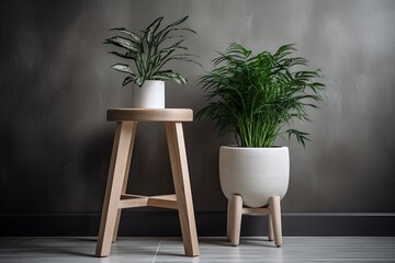Plant Pot Perfection: Industrial Minimalist Bathroom Inspirations with Minimalist Stool