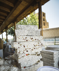 Oriental sweets at the Siab Bazaar in the ancient city of Samarkand in Uzbekistan, nougat with nuts...