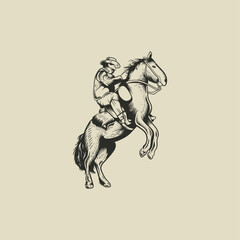 Illustration of cowboys riding horse