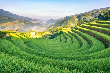 Papier Peint photo autocollant Mu Cang Chai Rice fields on terraced of Mu Cang Chai, YenBai, Vietnam.
