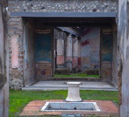 a yard in the ancient Pompeii ruins, Italy