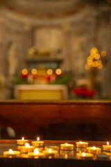 the candles in the church