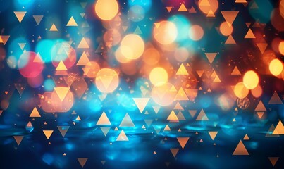 Blue triangle background, bokeh, triangular, blurred triangles background, light with shapes,...