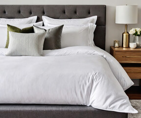 Fototapeta na wymiar a luxurious bed with pillows