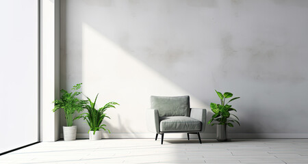 Vintage armchair and green plants - 746471463