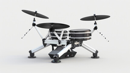 Electronic drums portable music device, white background.