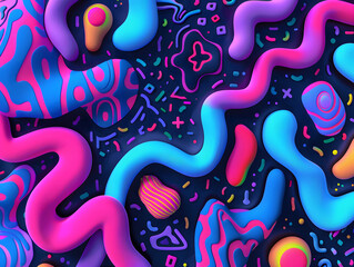 Obraz premium Futuristische Neon-Träume: Leuchtende 3D-Strukturen als abstrakter Hintergrund