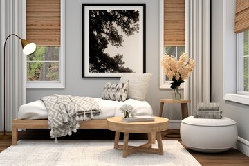 Nordic Lamp Interior Design: Modern Eclectic Mix Bedroom Ideas with Round Coffee Table Blend