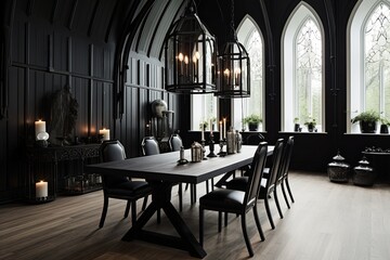 Sleek Fusion: Modern Gothic Dining Room Designs Infused with Nordic Minimalist Elegance