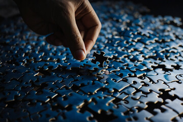 "Autism Awareness: Scattered Puzzle Pieces Silhouette"