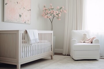 Coastal Touch Muted Pastel Nursery Designs with White Crib Bliss