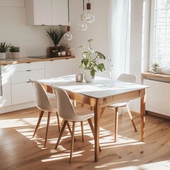 Wooden Scandinavian Dining Table Design