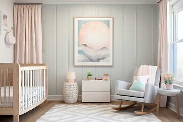 Muted Pastel Nursery Serene Space - Wall Art Designs for a Baby Sanctuary