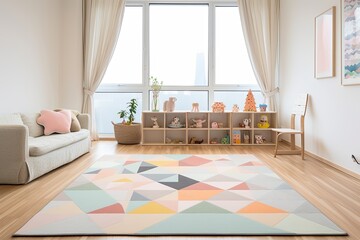 Muted Pastel Nursery Designs: Wooden Floor Soft Play Mat Elegance