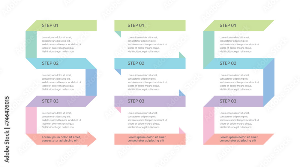 Aufkleber a set of 'step' graph, diagram and infographic design source templates with a simple, modern and col
