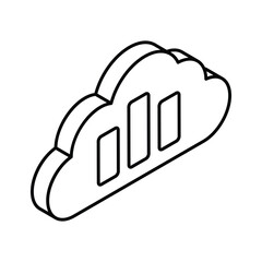 Grab this creatively designed isometric icon of cloud analysis