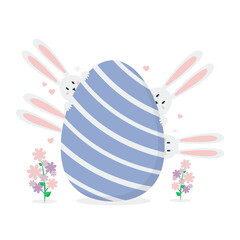 Happy easter with bunnies and easter egg - 746476834