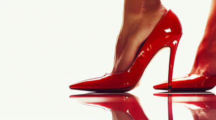 Female feet, heel beauty medicine on a white background. - obrazy, fototapety, plakaty