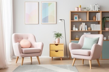 Pastel-Colored Armchairs: Injecting Warmth into Scandinavian Study Spaces