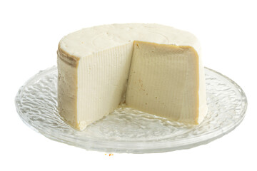 white minas cheese (portuguese: queijo minas) isolated on a white background