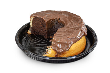 delicious chocolate cake isolated on a white background