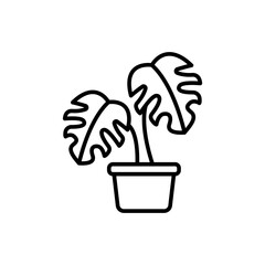 House plant outline icons, minimalist vector illustration ,simple transparent graphic element .Isolated on white background