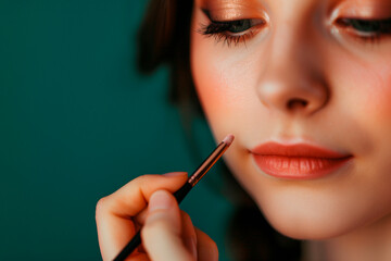 Obraz premium Master make-up artist doing makeup, Close-up