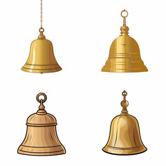 Pooja Bell (Brass Bell for Religious Rituals). simple minimalist isolated in white background vector illustration