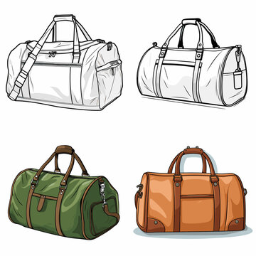 Duffle Bag (Casual Duffle Bag). simple minimalist isolated in white background vector illustration