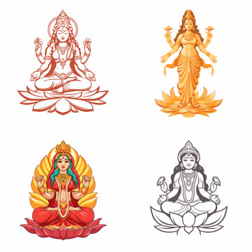 Lakshmi Idol (Goddess Lakshmi Statue). simple minimalist isolated in white background vector illustration