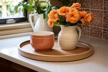 Terracotta Accents Breakfast Tray: Stylish Kitchen Interiors Vibes
