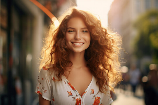 AI generated portrait of a beautiful lovely gorgeous smiling woman