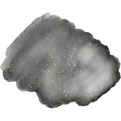 hand painted grey and black watercolor brush stroke papaer texture with gold glitter for social media highlight PNG File