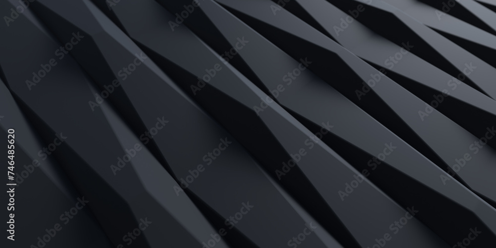 Poster abstract black slanted background. diagonal geometric tiles. 3d rendering