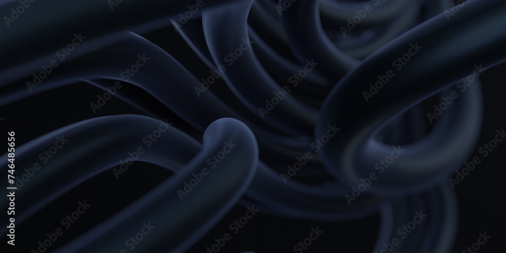 Aufkleber abstract black geometric shapes stream. elegant abstract background. 3d rendering