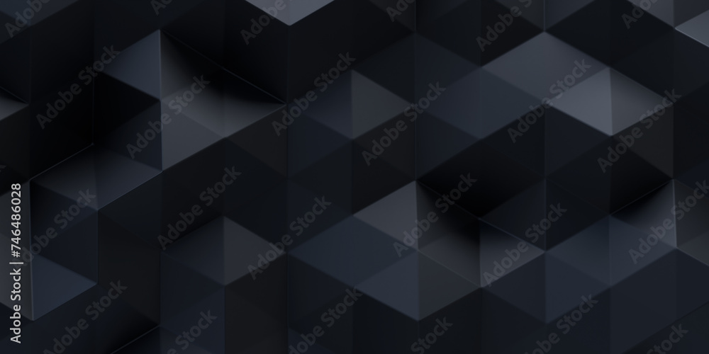 Poster abstract black polygonal background. 3d rendering. distorted triangular pattern. futuristic concept