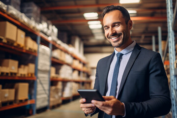 Fototapeta premium Smiling person working in supermarket grocery store department Generative Ai picture